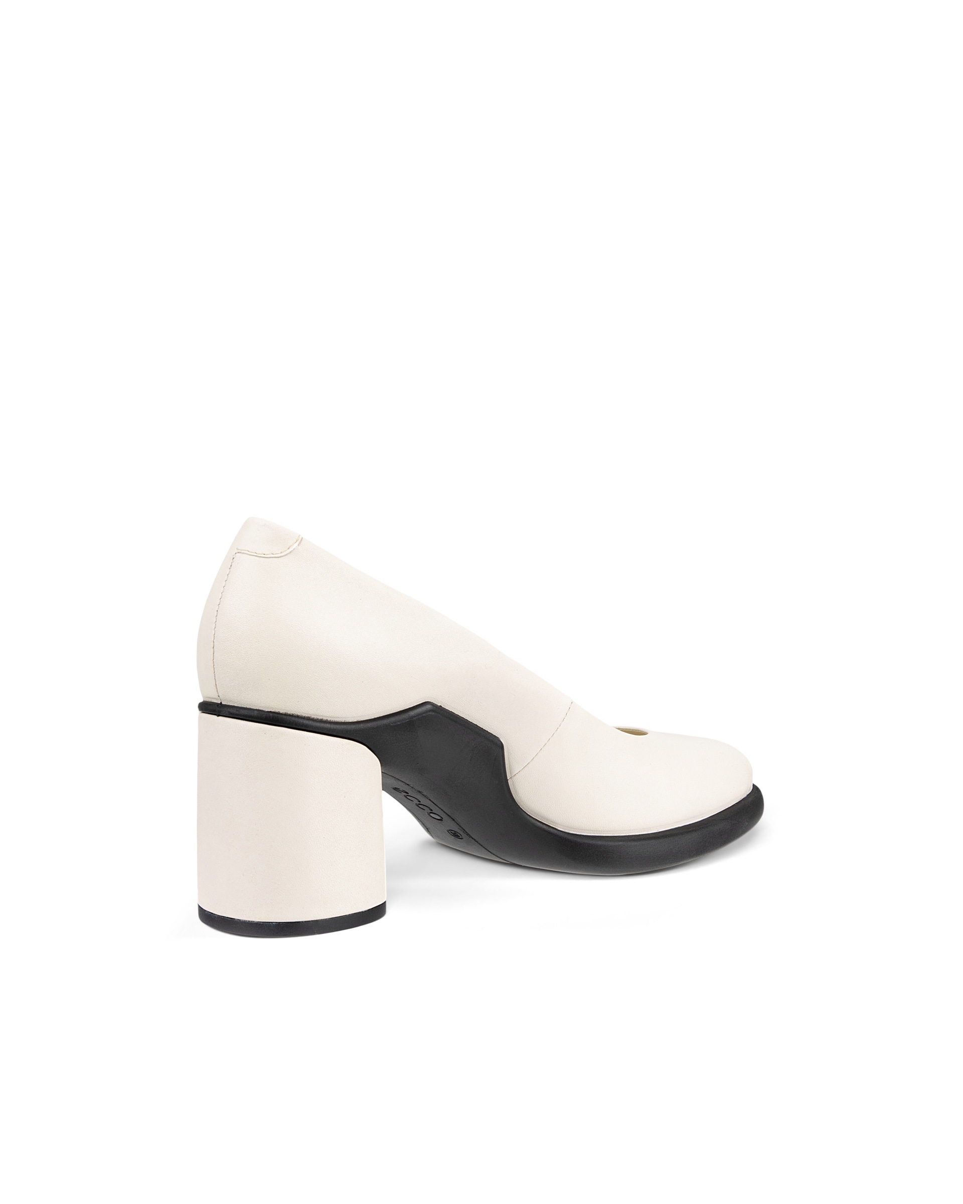 Women's ECCO® Sculpted Lx 55 Leather Block-Heeled Pump - White - Back