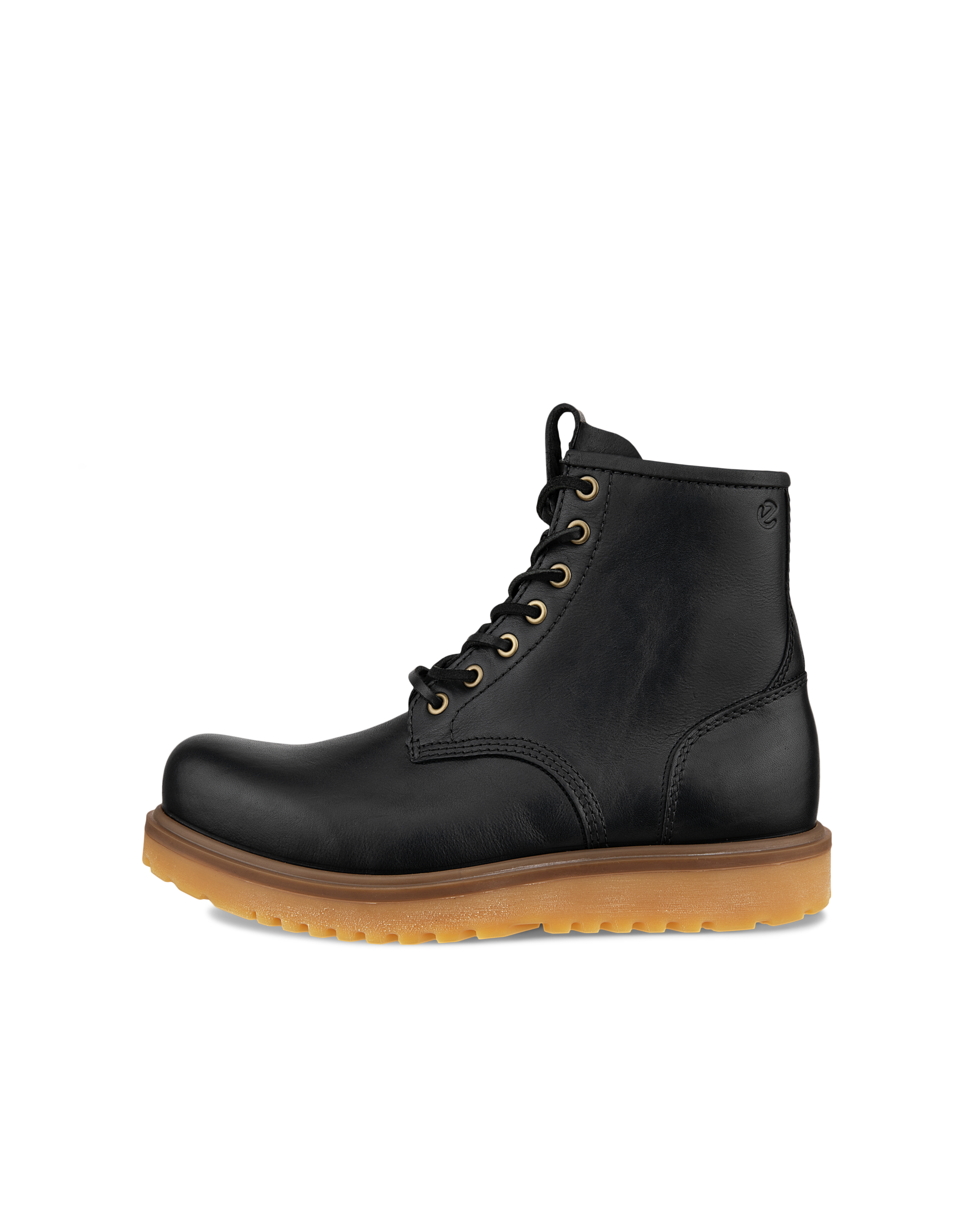 Botas de piel con puntera pespunteada ECCO® Staker para hombre - Negro - Outside