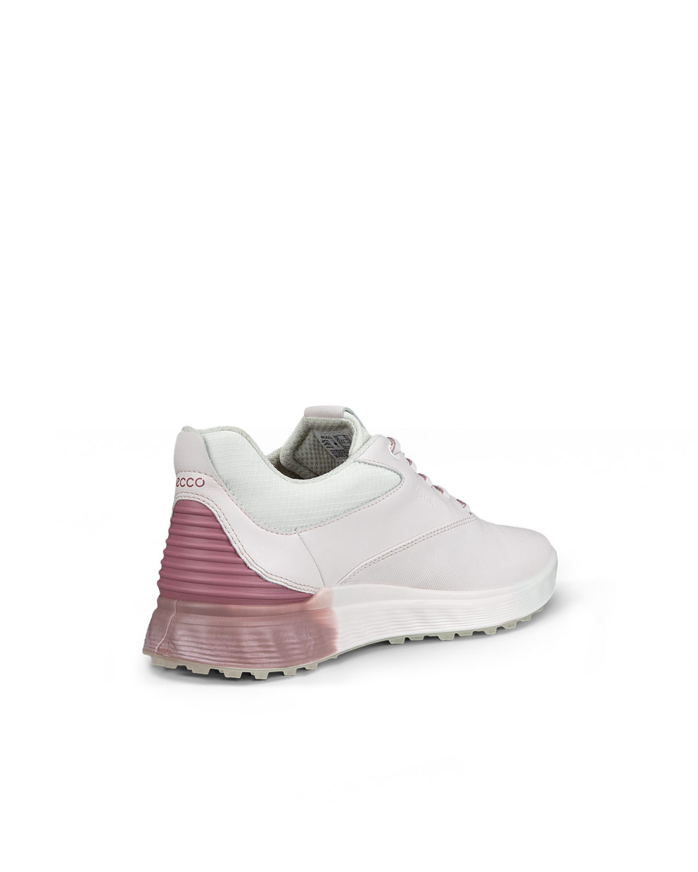 Women's ECCO® Golf S-Three Leather Gore-Tex Golf Shoe - Pink - Back