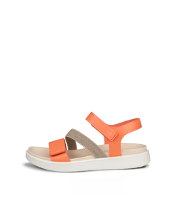 Women's ECCO® Flowt Leather Flat Sandal - Orange - Outside