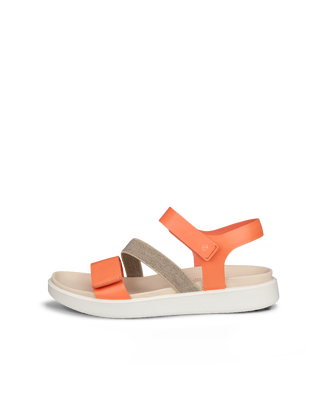 Women's ECCO® Flowt Nubuck Flat Sandal - Orange - Outside