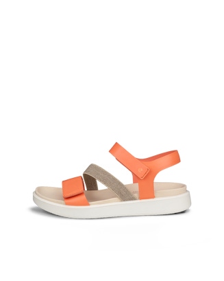 Women's ECCO® Flowt Nubuck Flat Sandal - Orange - Outside