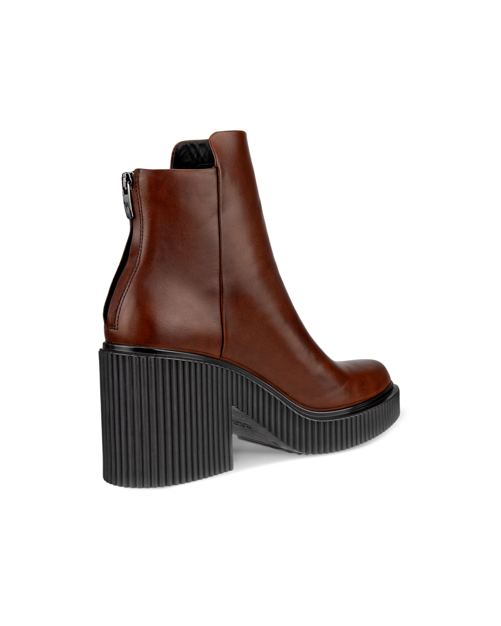 여성용 ECCO Fluted Heel 가죽 앵클 부츠 - Brown - Back