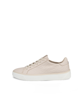 Women's ECCO® Street Tray Leather Sneaker - Beige - Outside