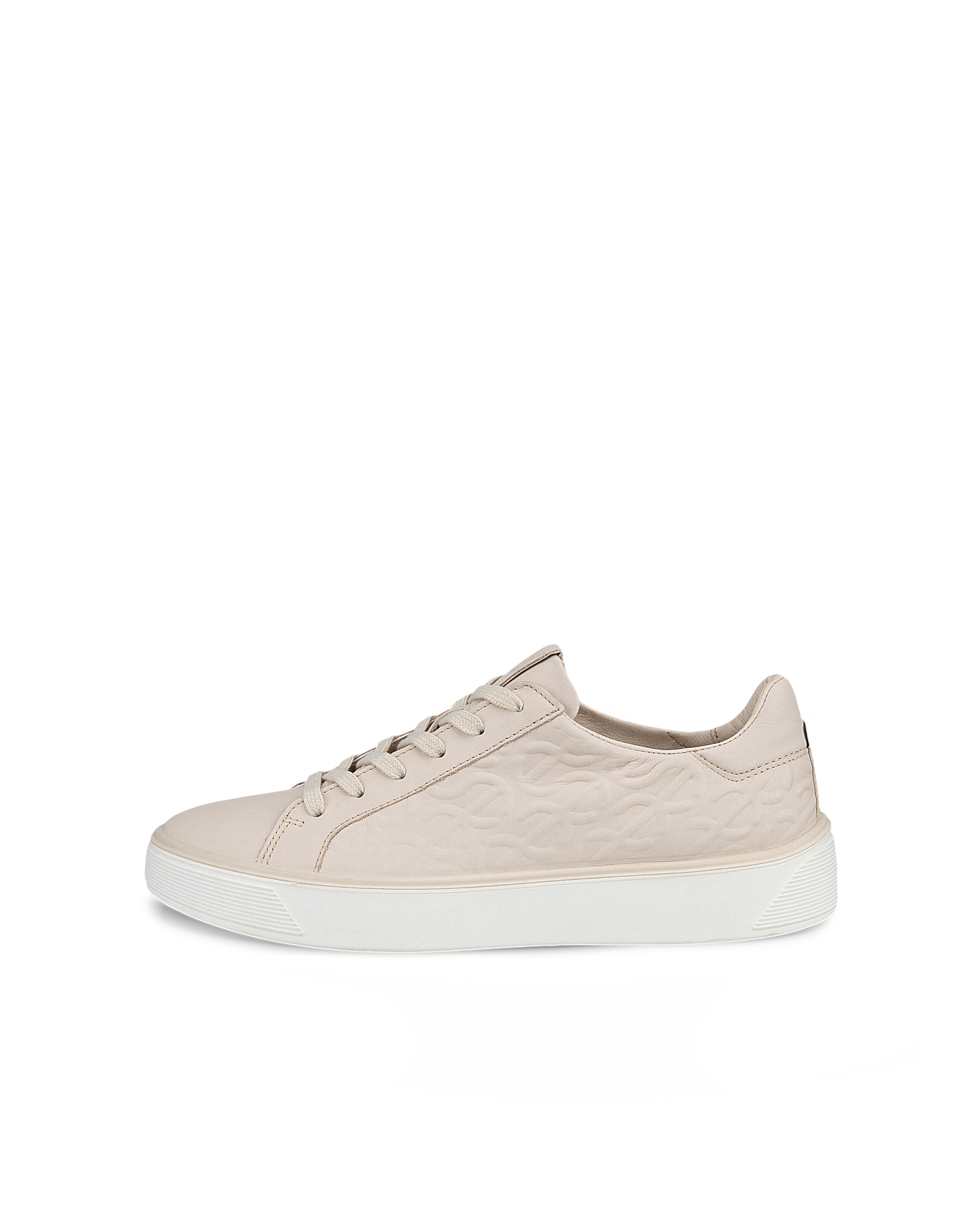 Women's ECCO® Street Tray Leather Sneaker - Beige - Outside