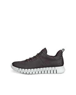 Men's ECCO® Gruuv Leather Sneaker - Brown - Outside