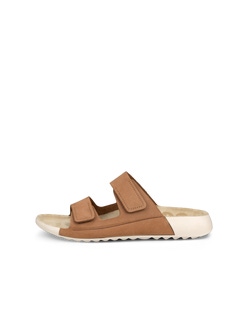 Women's ECCO® Cozmo Nubuck Two Strap Sandal - Brown - Outside