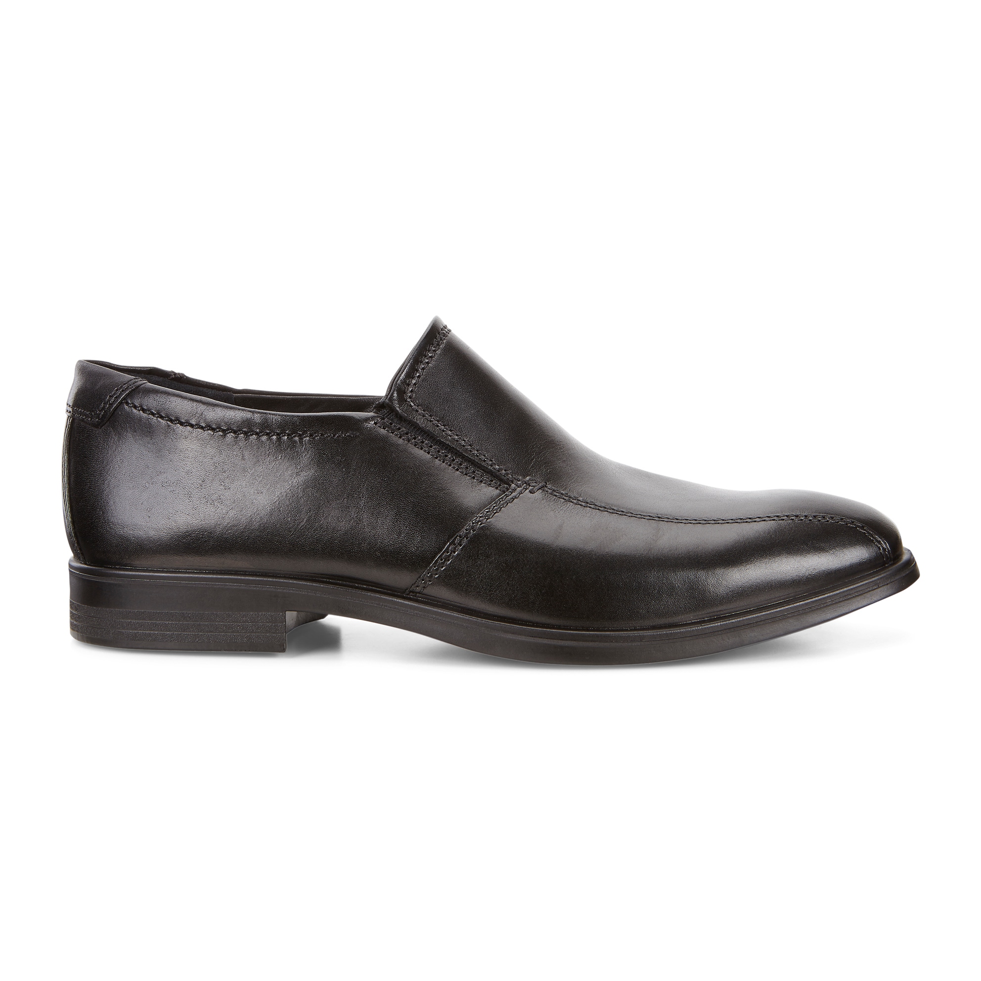 Men's ECCO® Melbourne Leather Slip-On Dress Shoe - Black - Outside