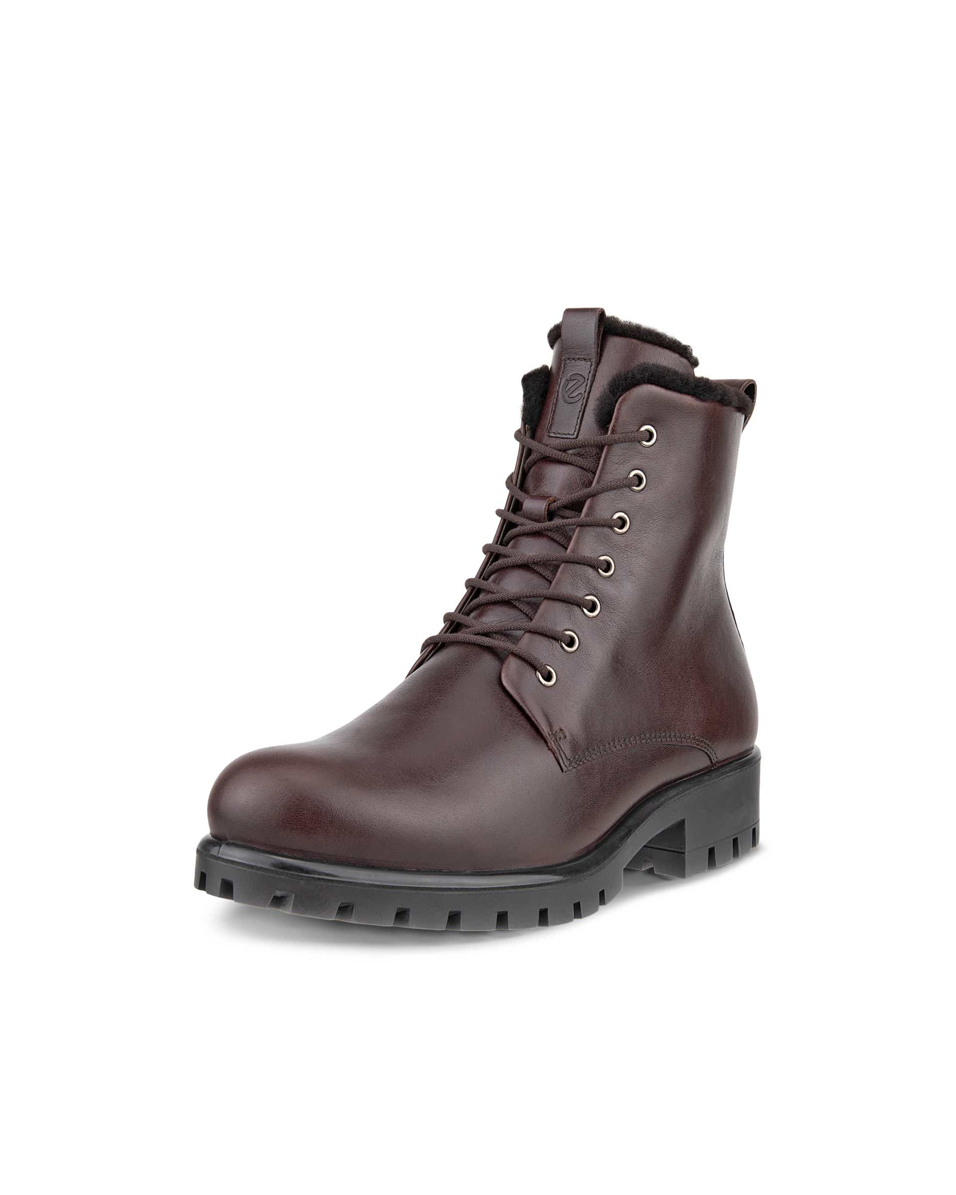 ECCO Modtray ウィメンズ レザーレースアップミッドカットブーツ - ブラウン - Main