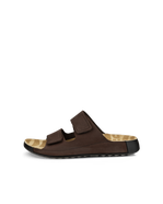 Men's ECCO® Cozmo Nubuck Two Strap Sandal - Brown - Outside