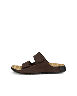 Men's ECCO® Cozmo Nubuck Two Strap Sandal - Brown - Outside