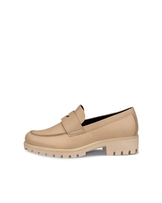 Women's ECCO® Modtray Leather Loafer - Beige - Outside