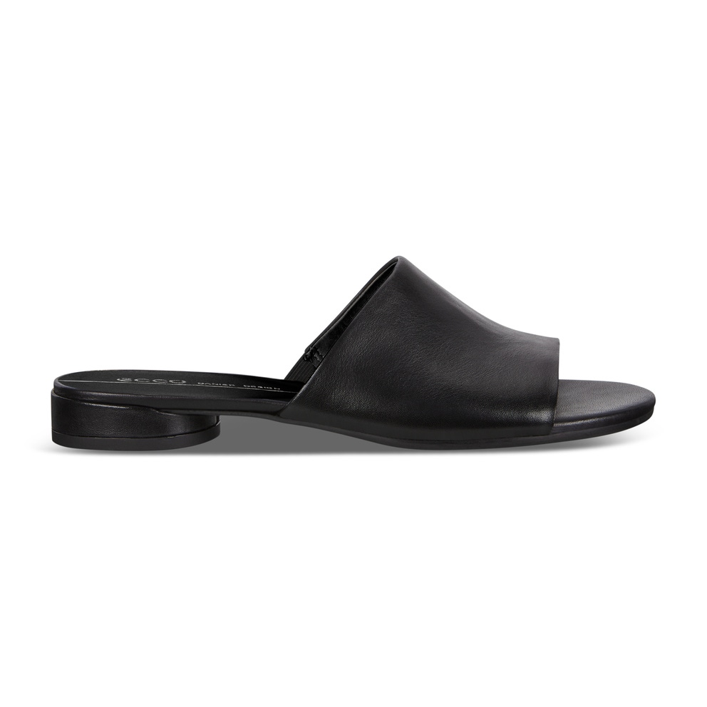 Women's ECCO® Flat Sandal II Leather Flat Sandal - Black - Outside