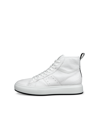 Zapatillas altas de piel ECCO® Street Ace para hombre - Blanco - Outside