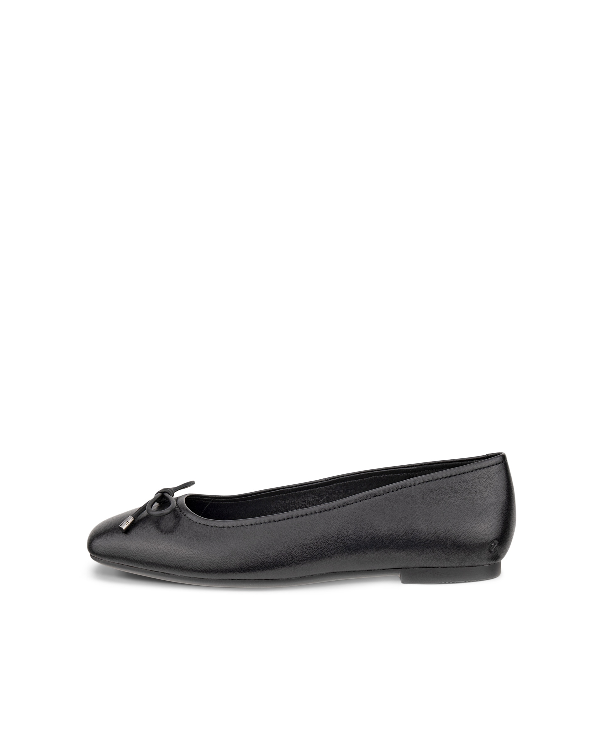 Women's ECCO® Margot Leather Ballerina - Black - Outside