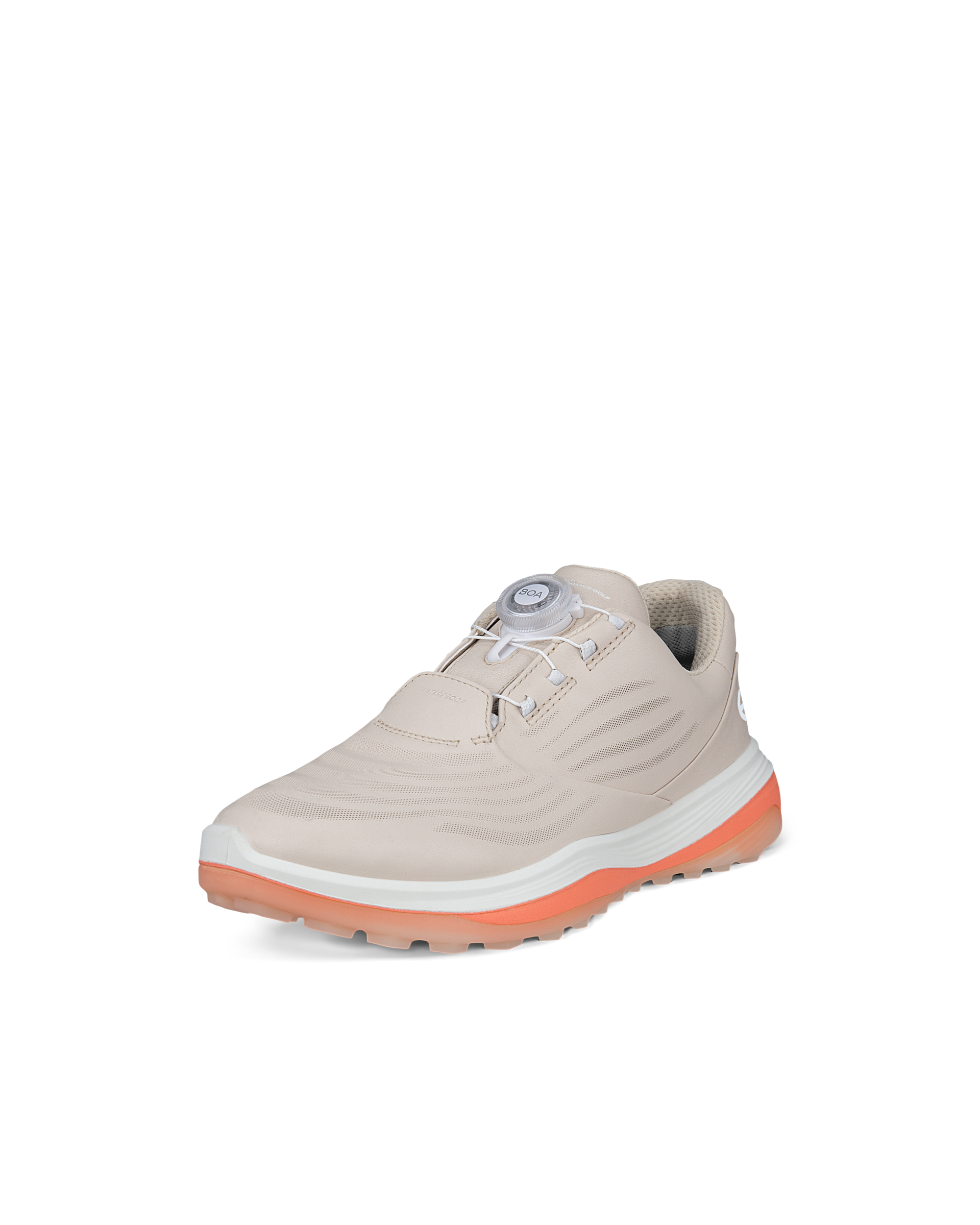 Ladies ECCO® Golf LT1 Leather Waterproof Shoe - Beige - Main