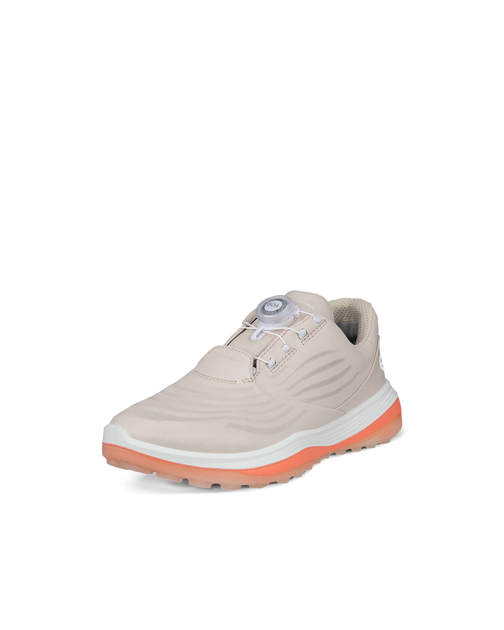 Ladies ECCO® Golf LT1 Leather Waterproof Shoe - Beige - Main