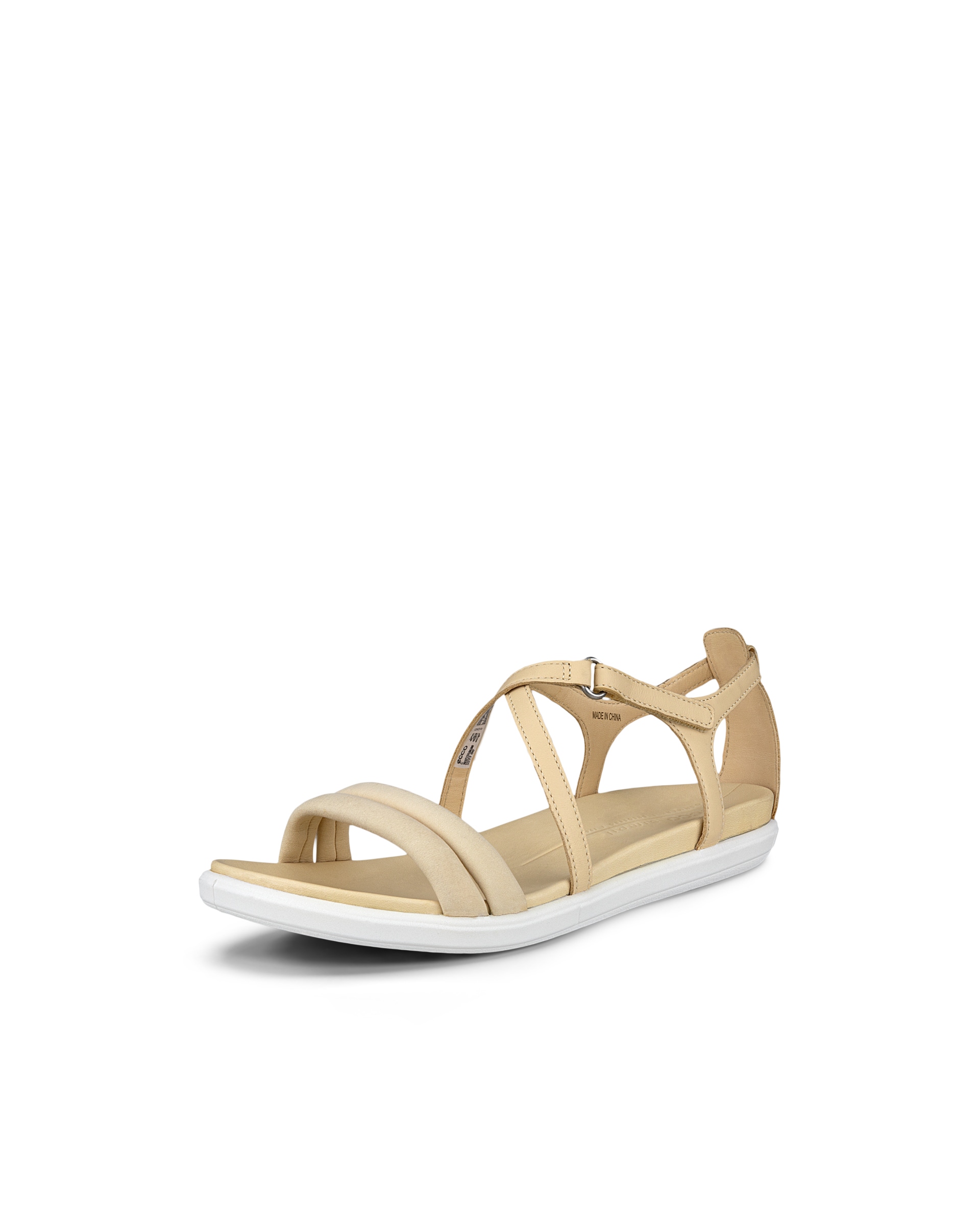 ECCO® Simpil sandale plate en cuir pour femme - Jaune - Main