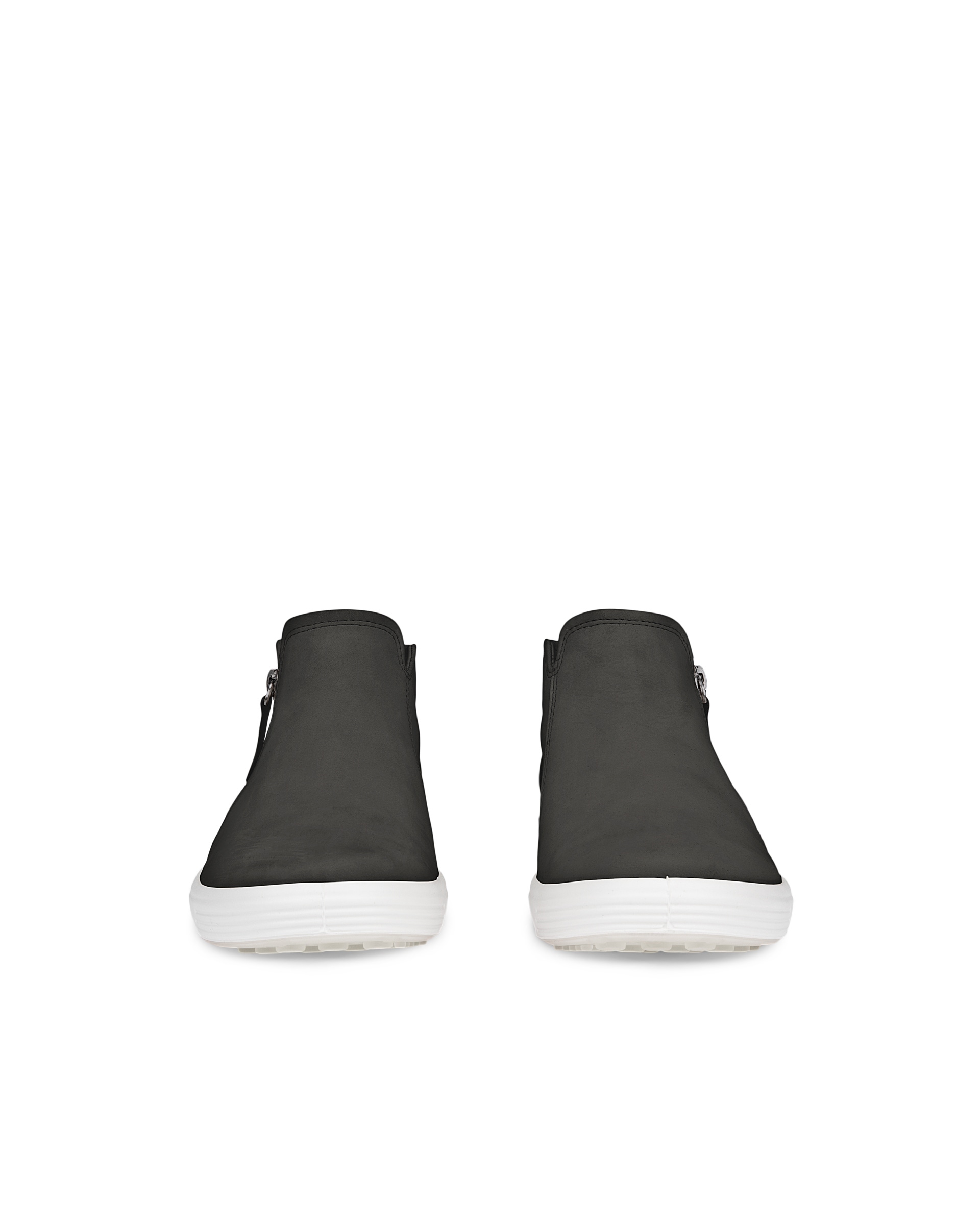 Women's ECCOยฎ Soft 7 Nubuck Zip Bootie - Black - Front pair
