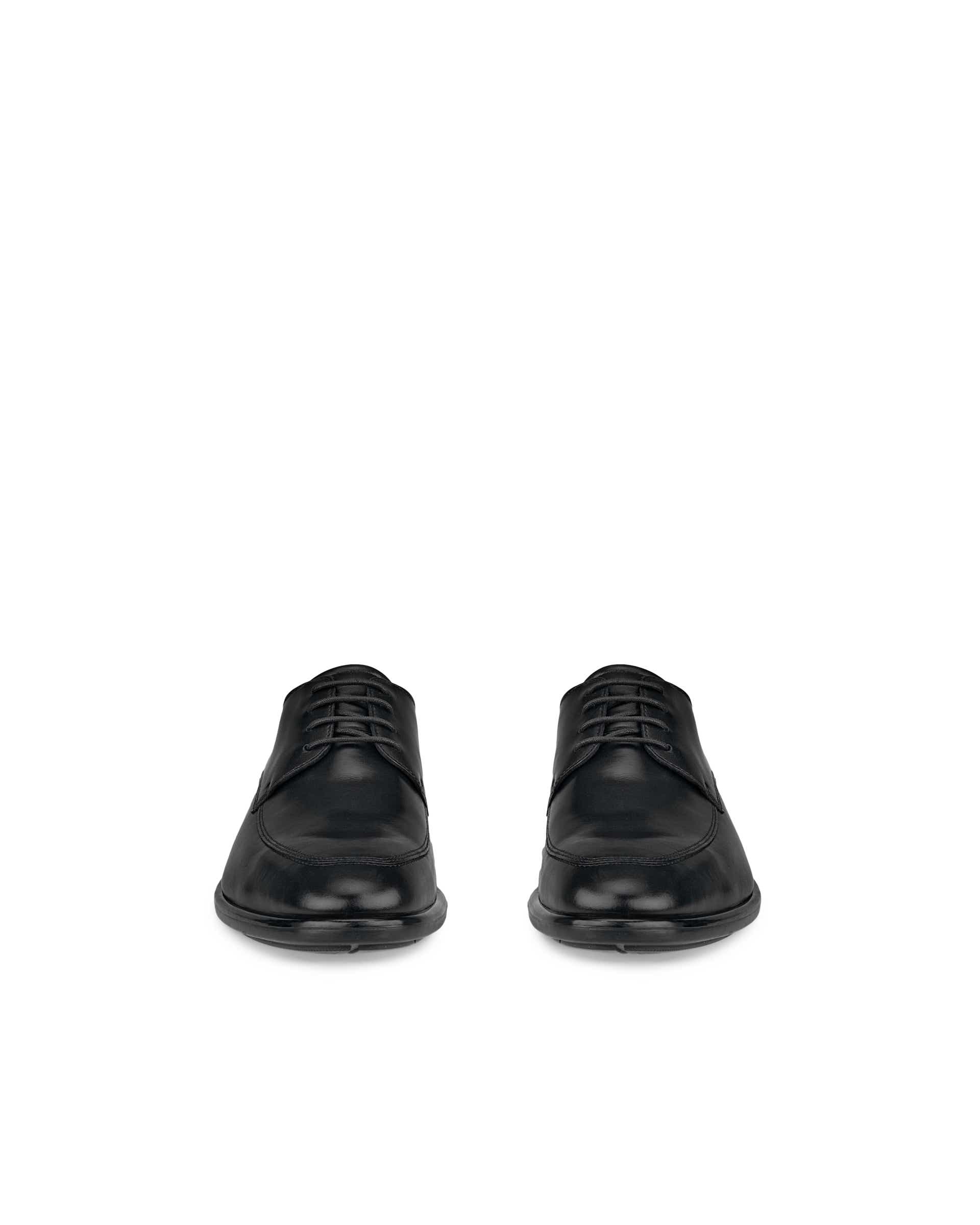 Men's ECCO® Citytray Leather Derby Shoe - Black - Front pair