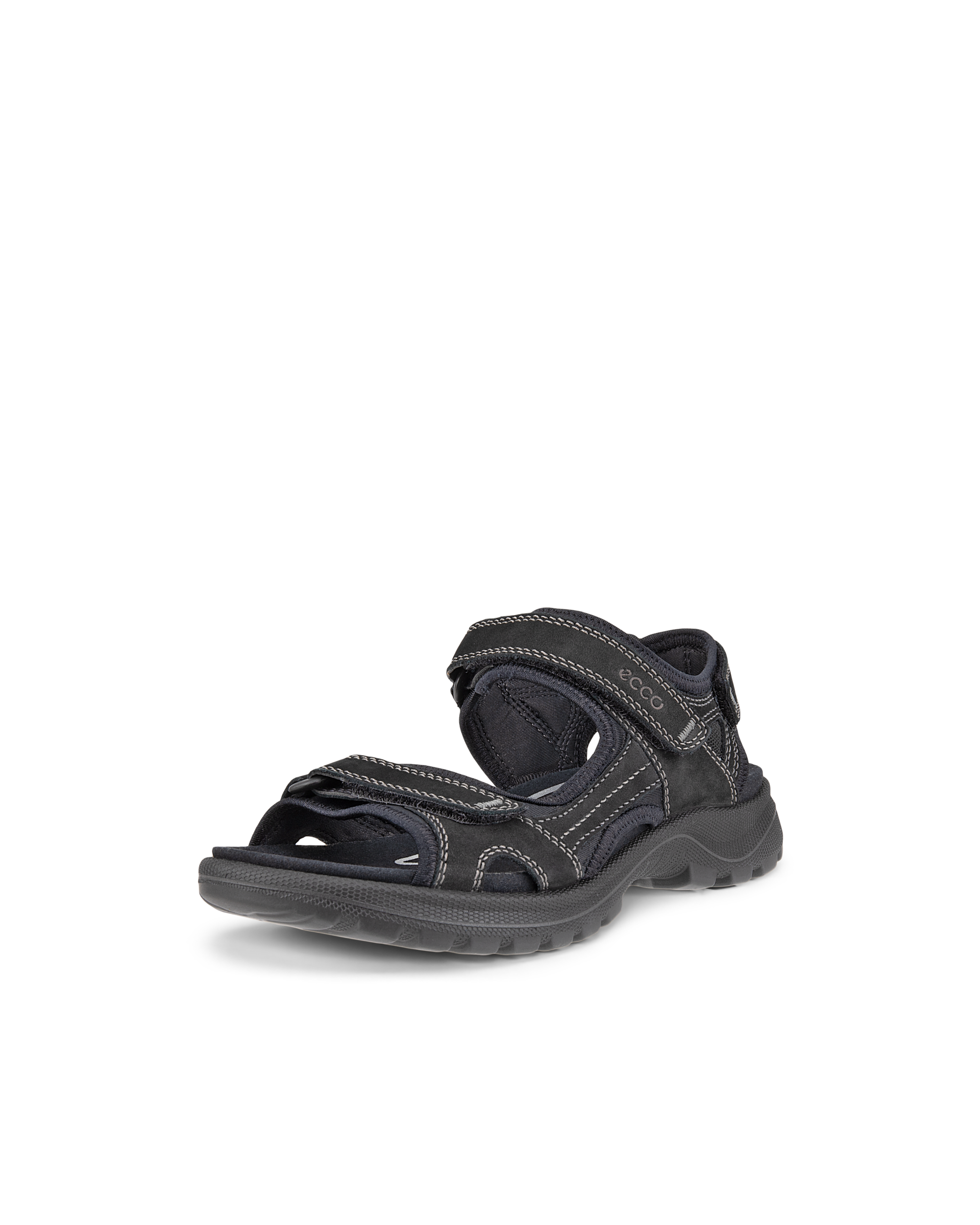 Women's ECCO® Onroads Nubuck Walking Sandal - Black - Main