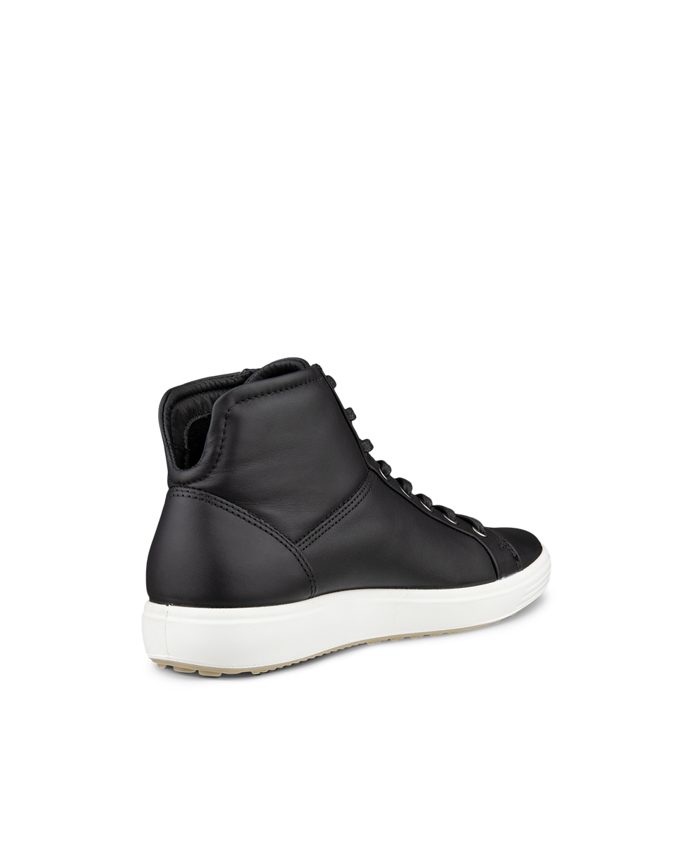 Women's ECCO® Soft 7 Leather High-Top Sneaker - Black - Back