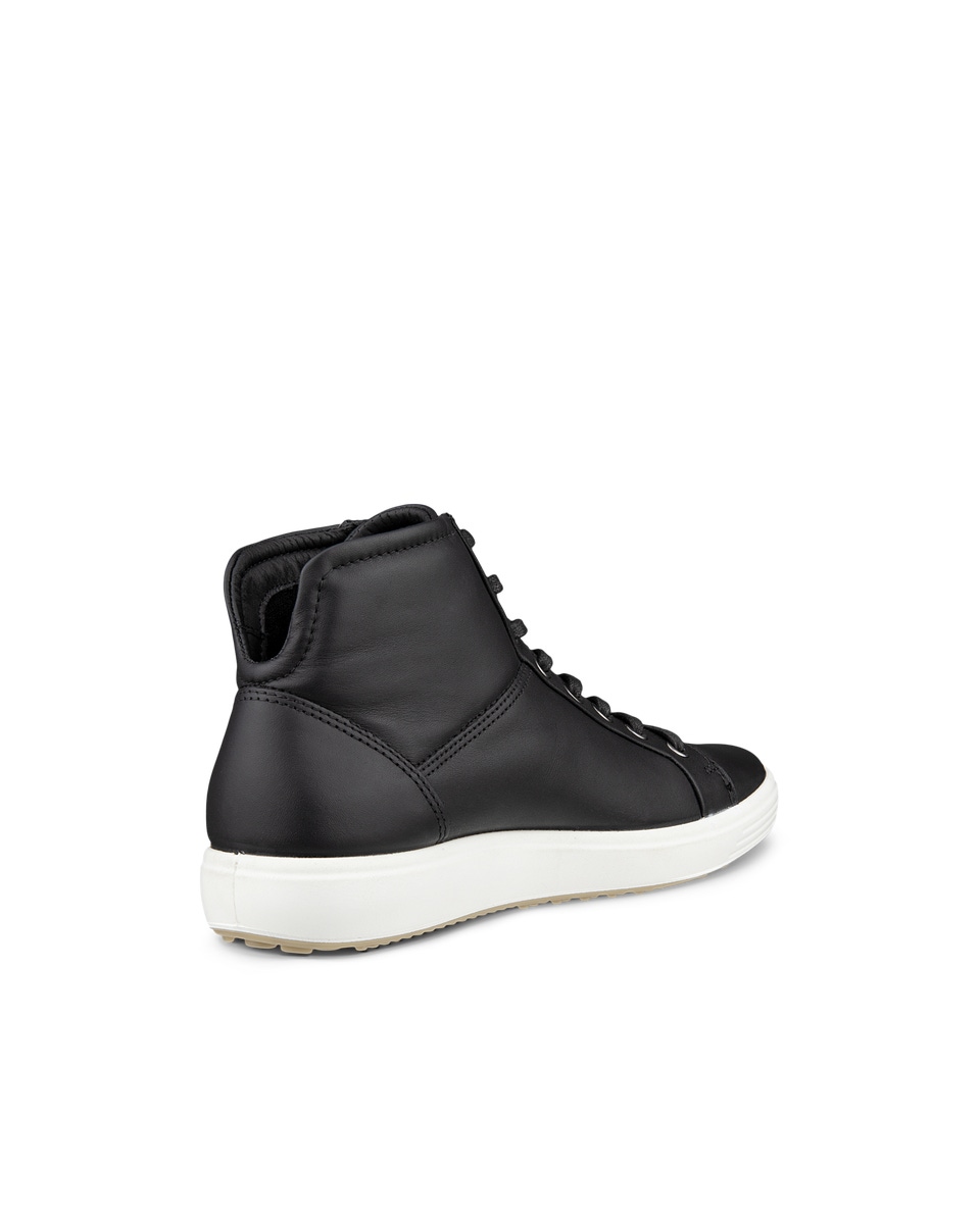 Women s ECCO Soft 7 Leather High Top Sneaker Black