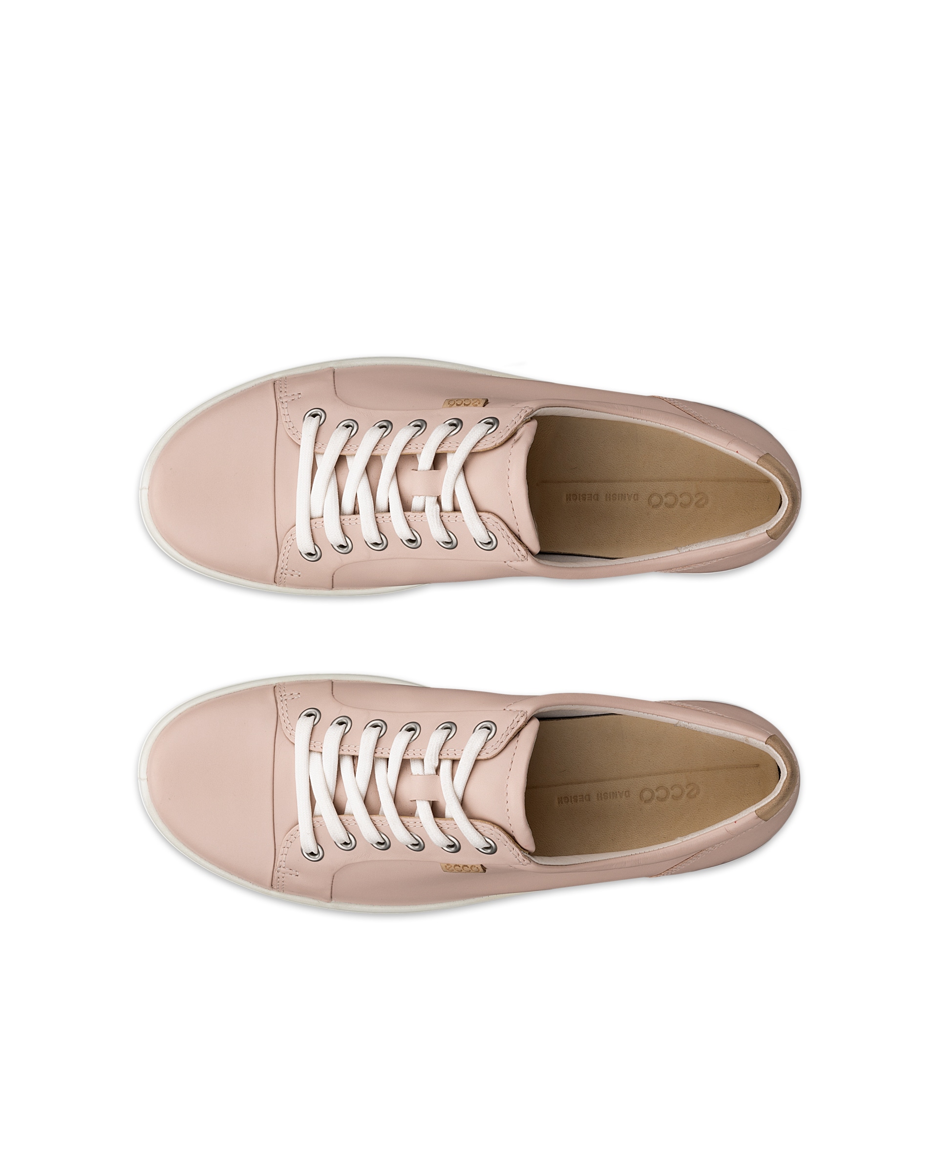 Women's ECCO® Soft 7 Leather Sneaker - Pink - Top left pair