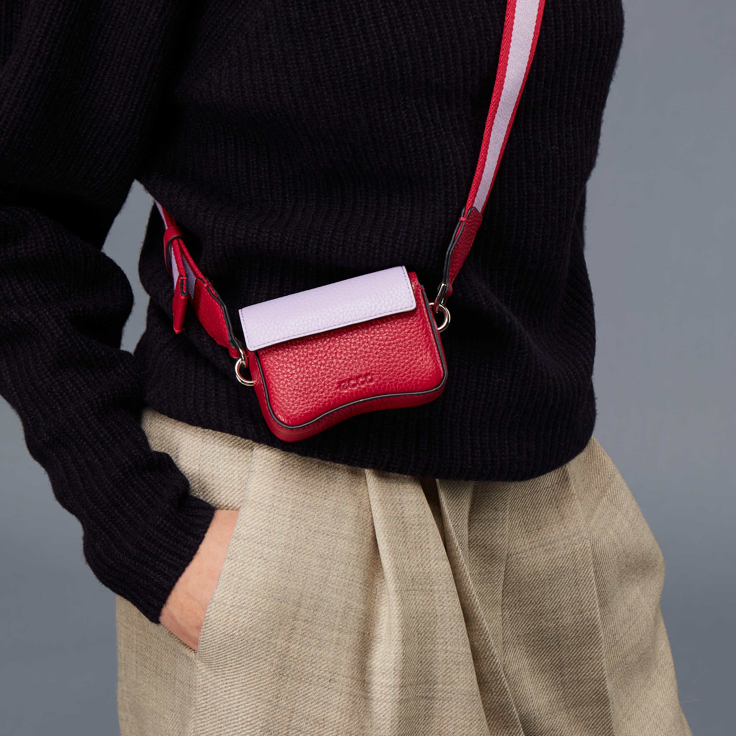 ECCO® Textureblock Leather Crossbody Bag | Red