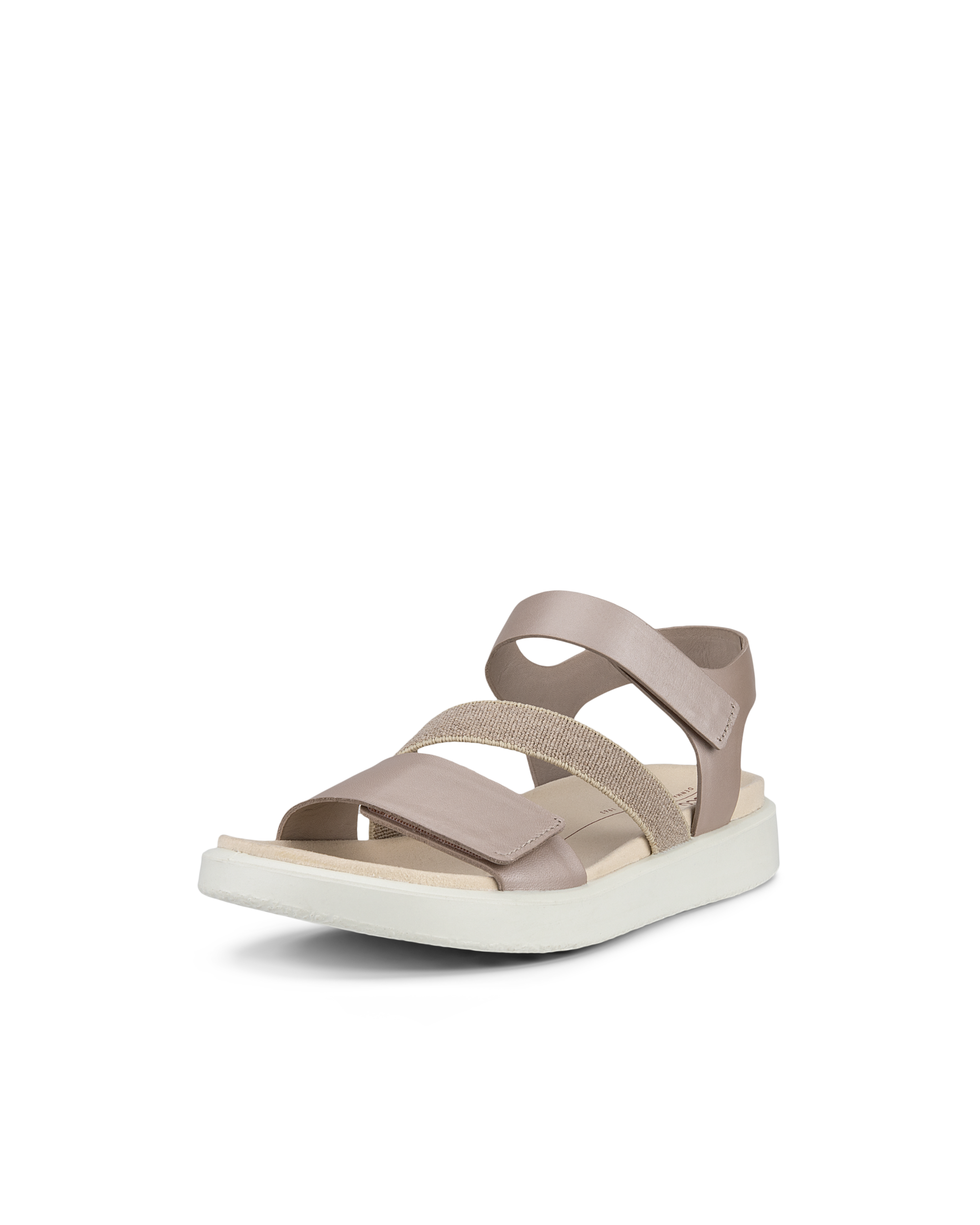 Women's ECCO® Flowt Leather Flat Sandal - Grey - Main