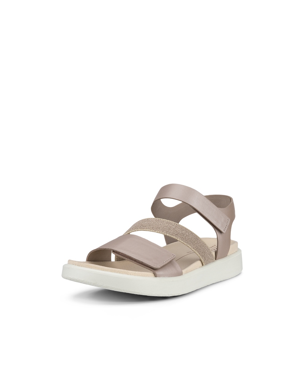 Women's ECCO® Flowt Leather Flat Sandal - Grey - Main