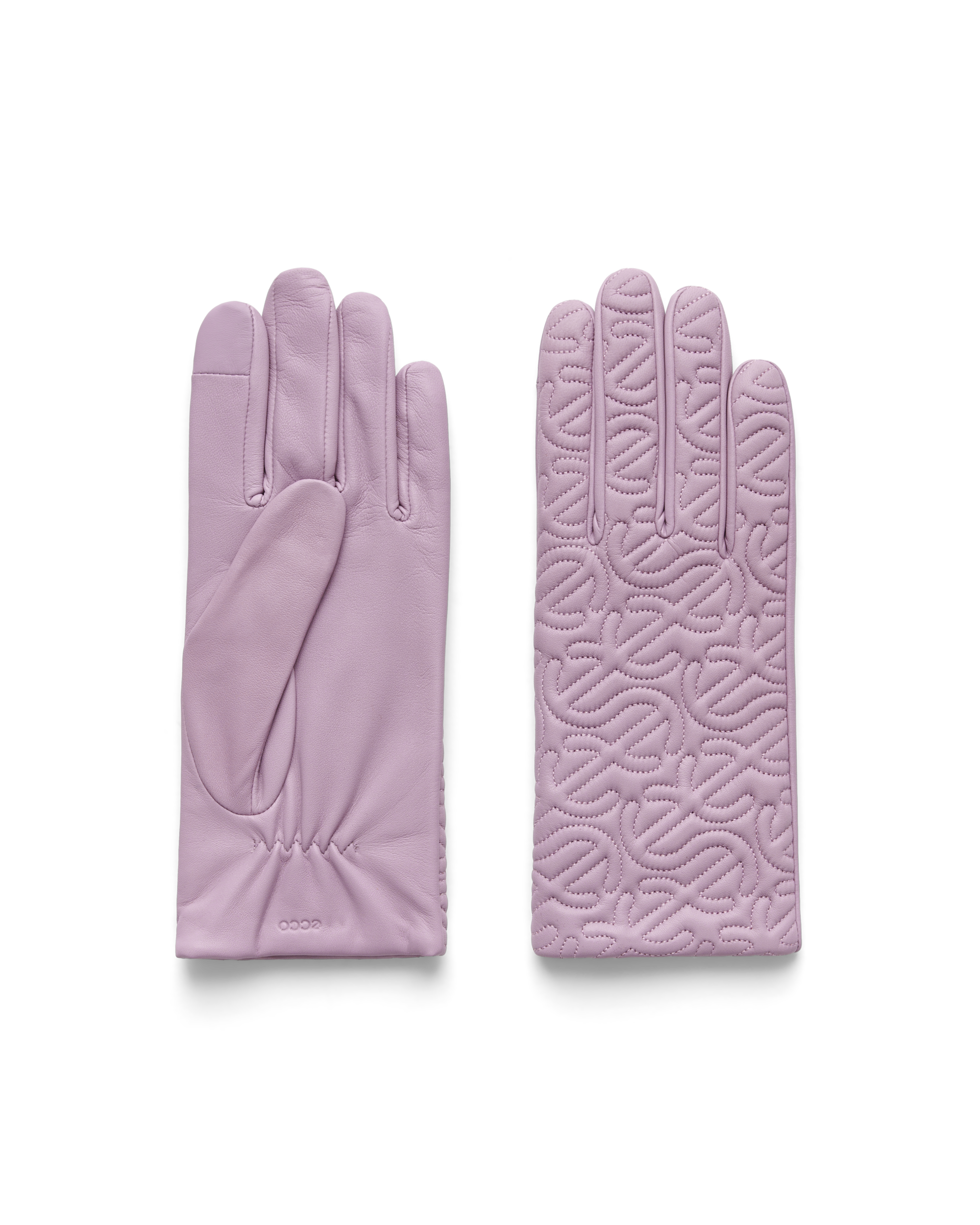 Unisex ECCO® Quilted Wave Gloves Medium Leather Gloves - Purple - Main