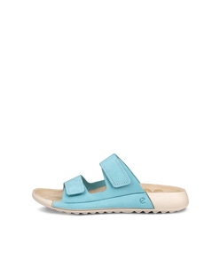 Women's ECCO® Cozmo Leather Two Strap Sandal - Blue - Outside