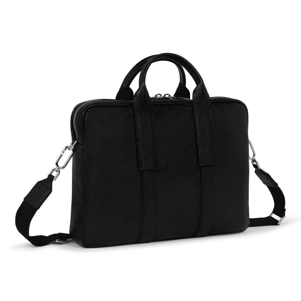 ECCO® Textureblock Leather Laptop Bag - Black - Main