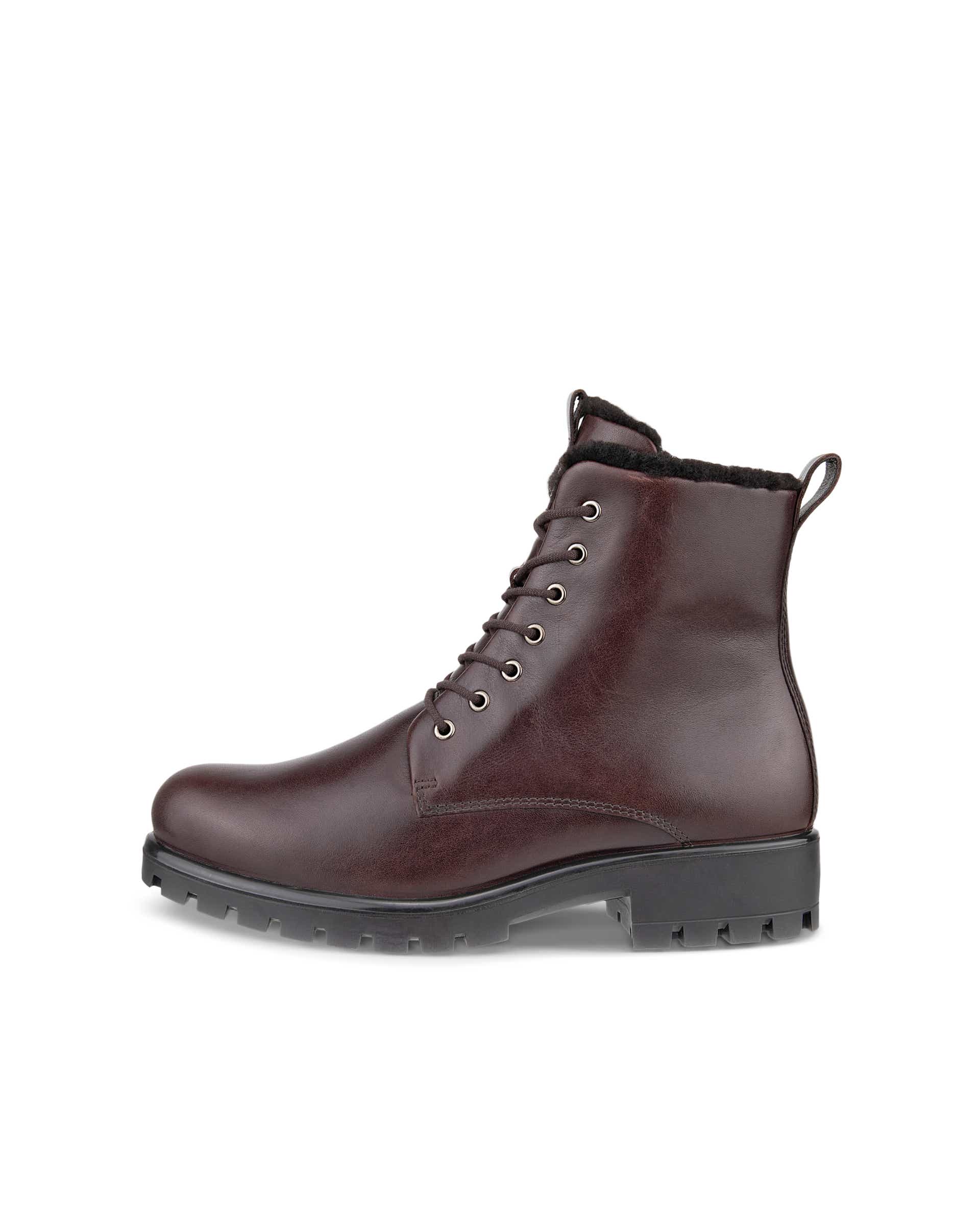 ECCO Modtray ウィメンズ レザーレースアップミッドカットブーツ - ブラウン - Outside