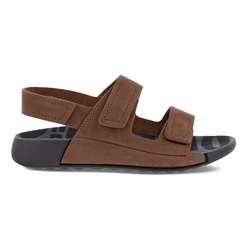 Kids' ECCO® Cozmo Nubuck Two Strap Sandal - Brown - Outside