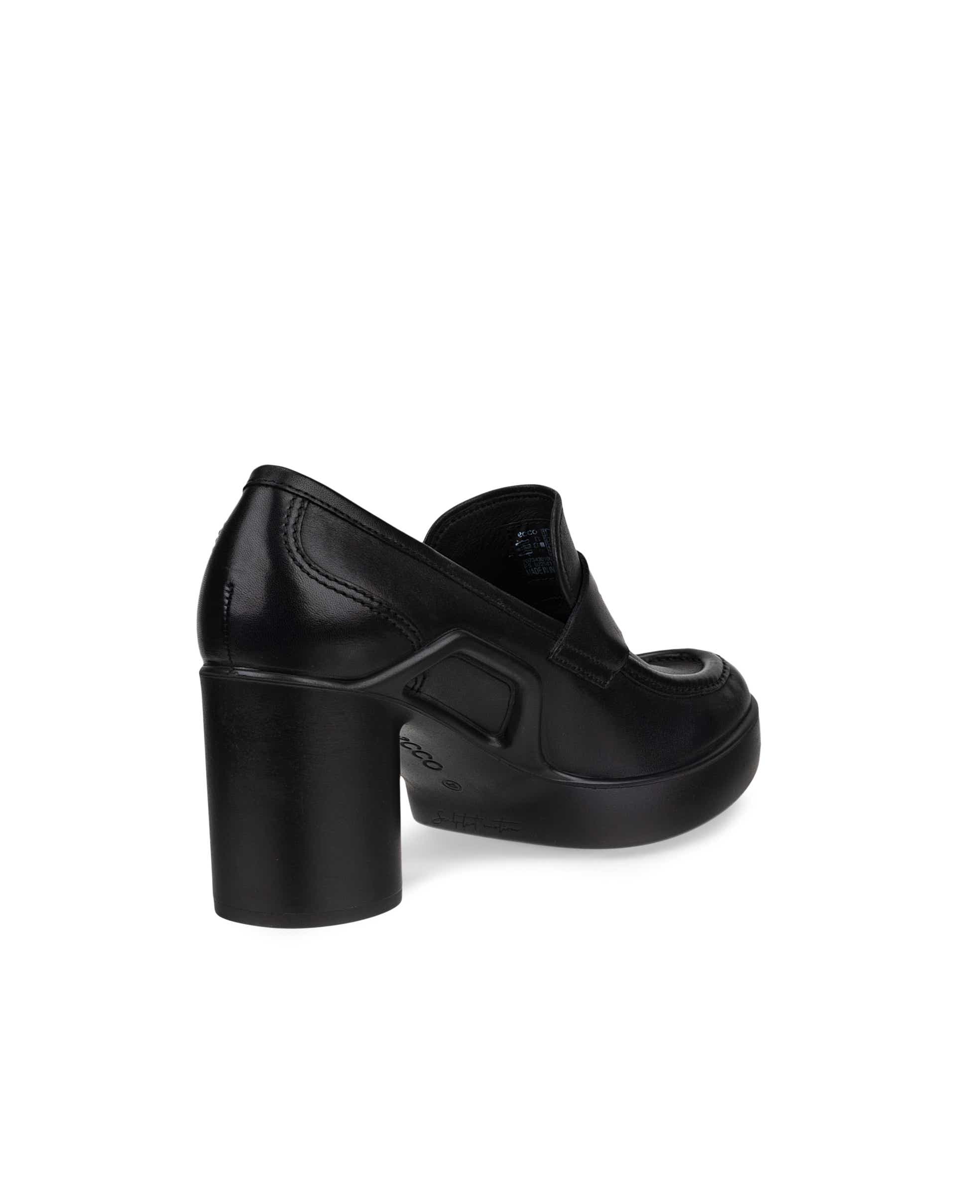 Mocasines de piel con tacón cuadrado ECCO® Shape Sculpted Motion 55 para mujer - Negro - Back