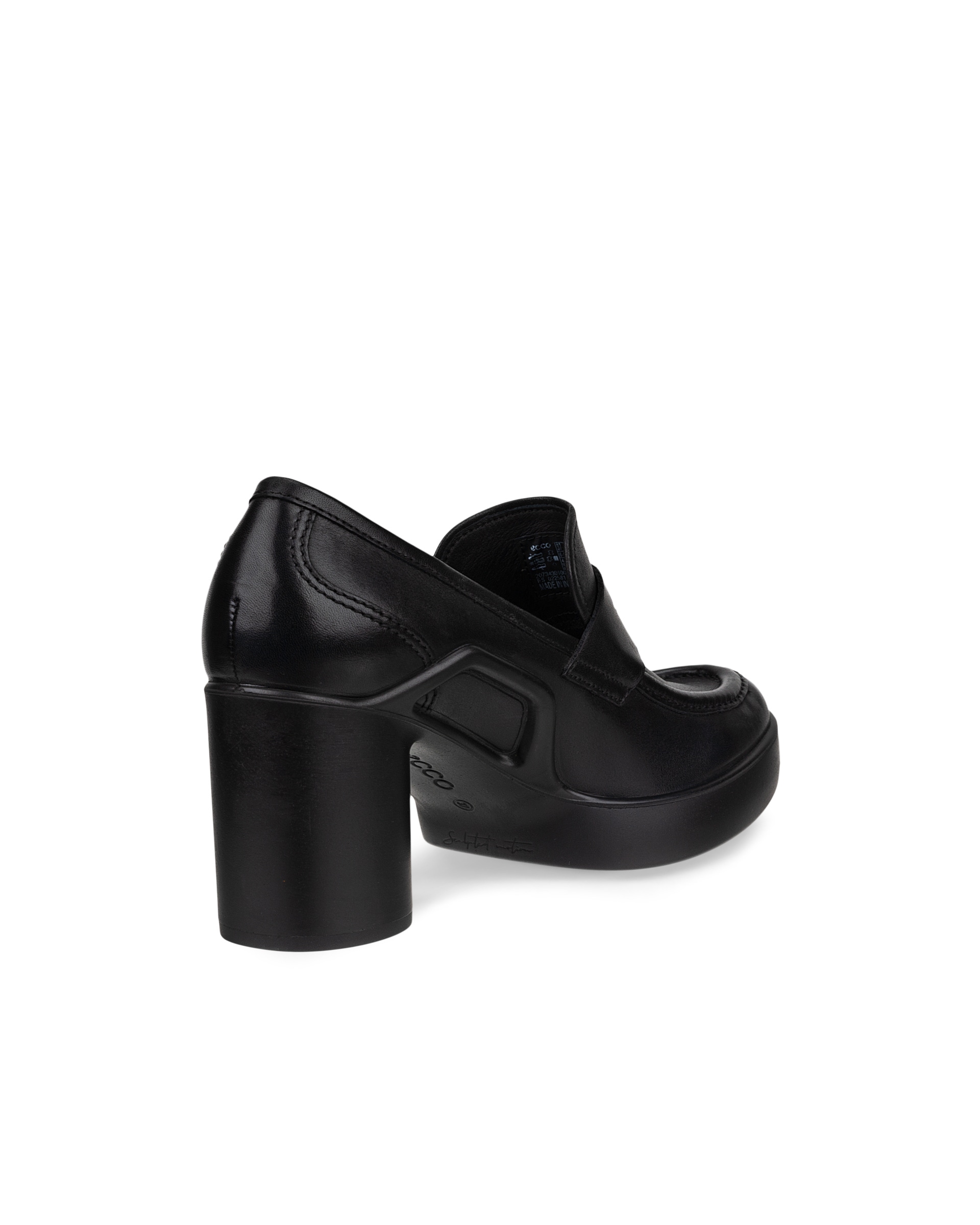 Mocasines de piel con tacón cuadrado ECCO® Shape Sculpted Motion 55 para mujer - Negro - Back