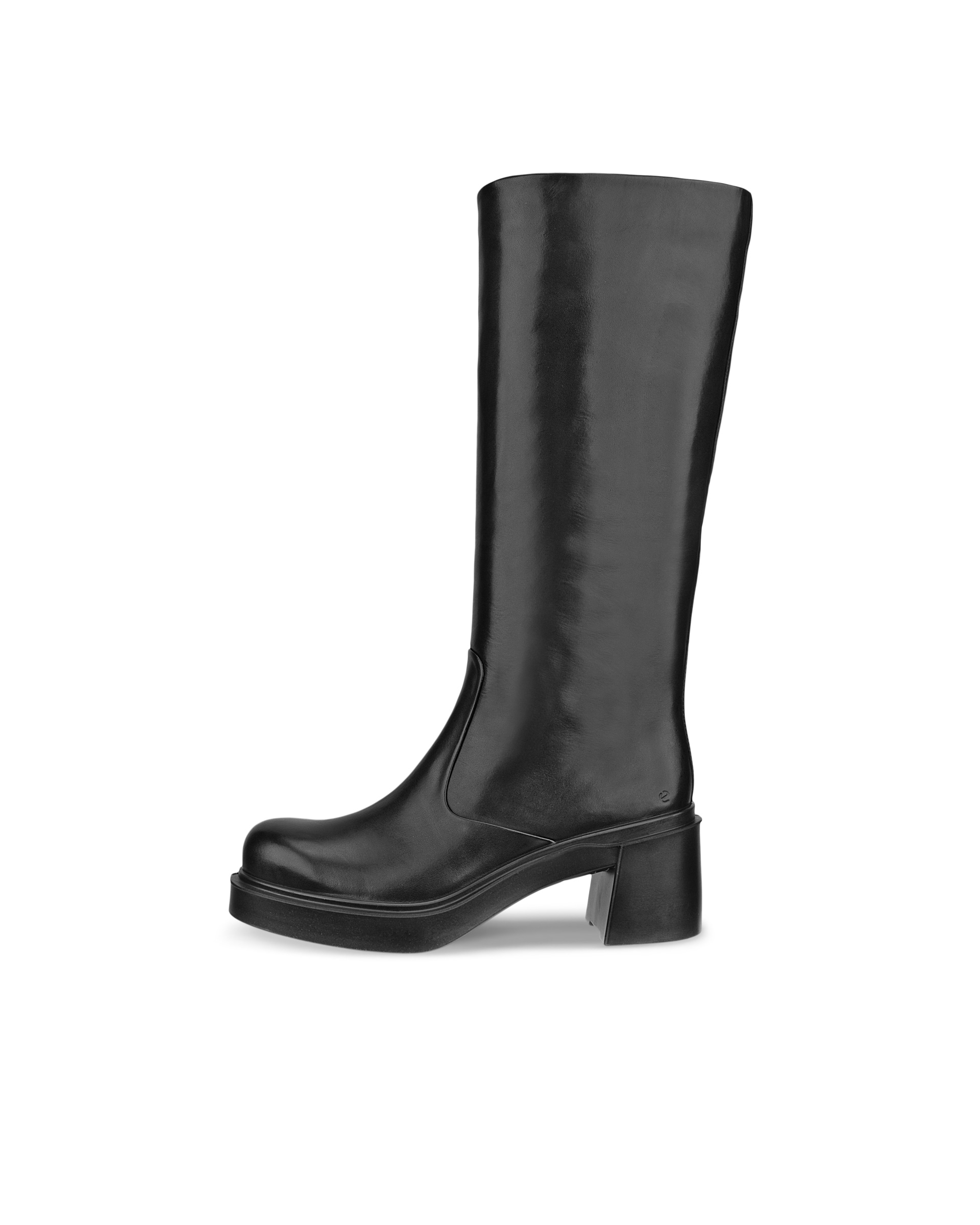 Women's ECCO® Metropole Seoul 45 Leather Block-Heeled High-Cut Boot - Black - Outside