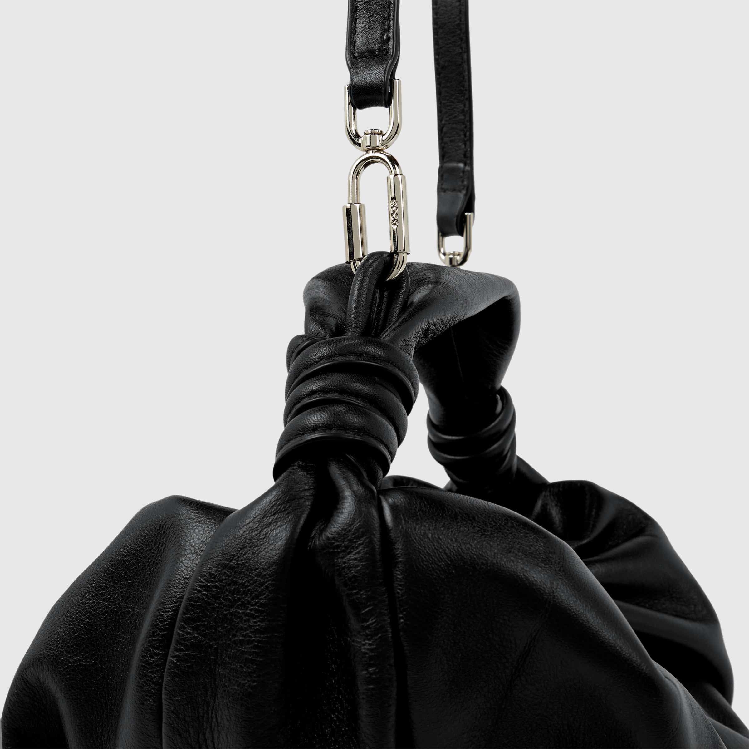 ECCO Scrunch Full Size レザーホーボーバッグ - ブラック - Detail-1