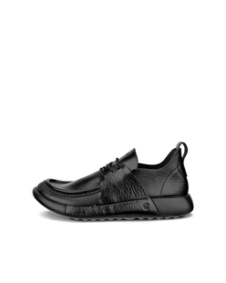 Women's ECCO® Cozmo Leather Moc-Toe Shoe - Black - Outside