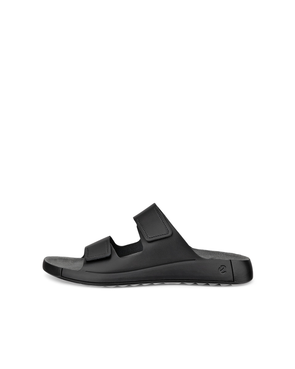 Men s ECCO Cozmo Leather Two Strap Sandal Black