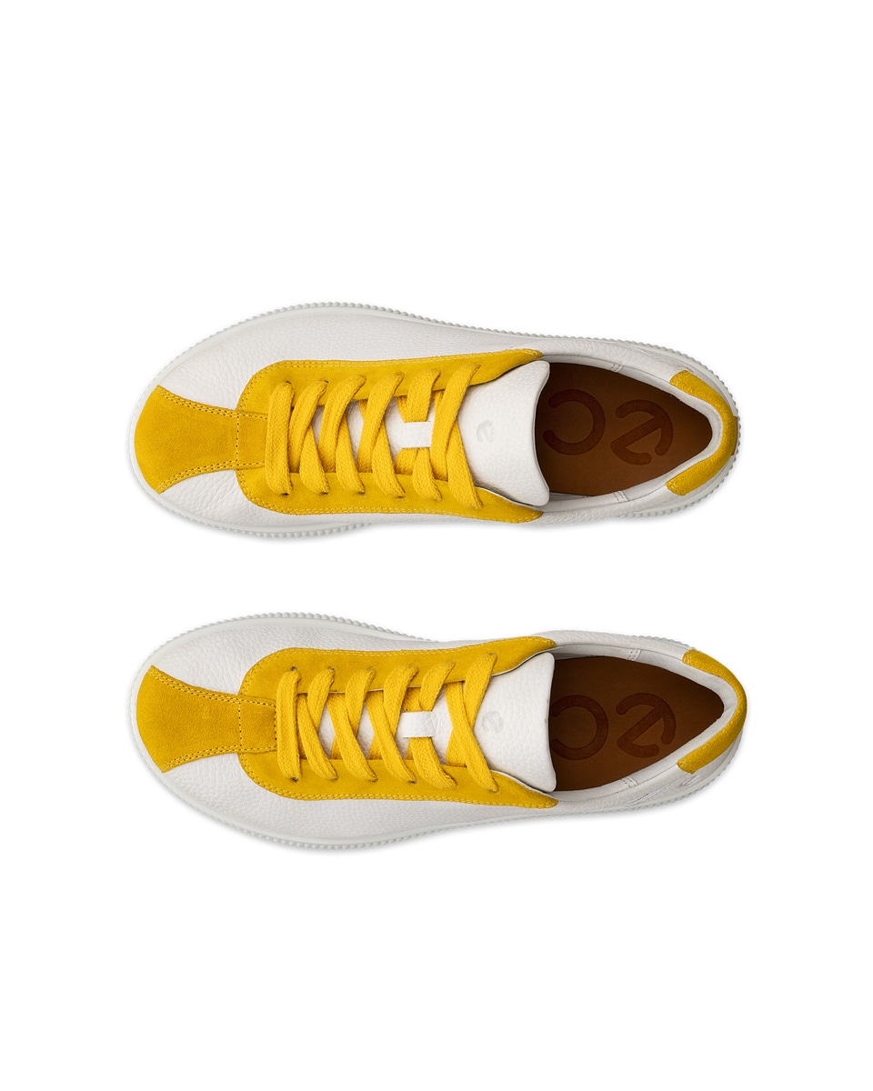 Women s ECCO Soft Zero Leather Sneaker Yellow