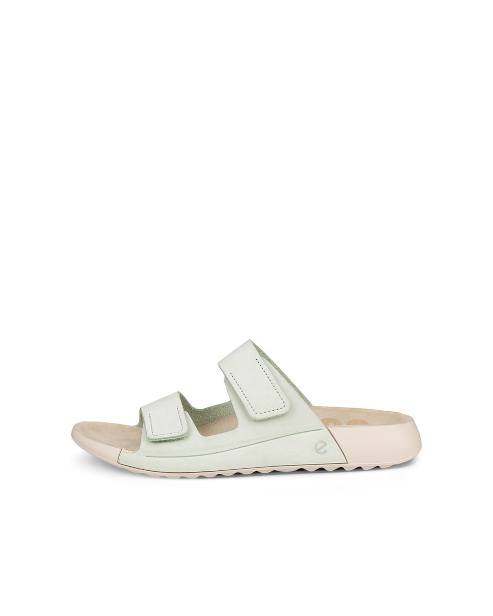 Women s ECCO Cozmo Nubuck Two Strap Sandal Green