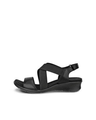 Women's ECCO® Finola Leather Heeled Sandal - Black - Outside