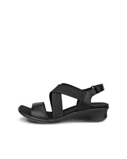 Women's ECCO® Finola Leather Heeled Sandal - Black - Outside