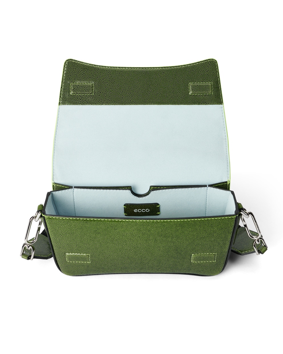 ECCO® Pinch Medium Cracked Leather Pinch Crossbody Bag - Green - Inside