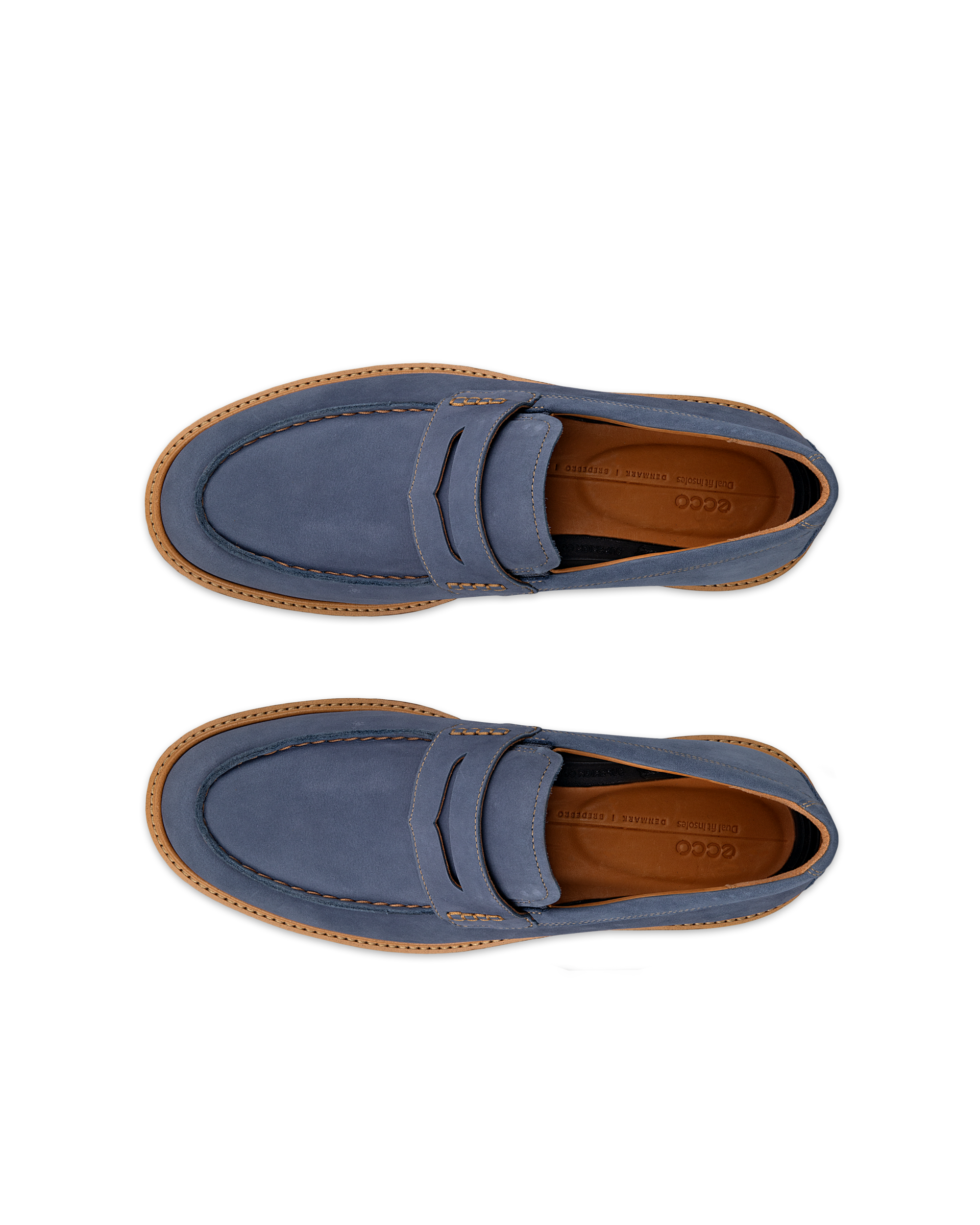 ECCO® Metropole London chaussures nubuck à bout mocassin pour homme - Bleu - Top left pair