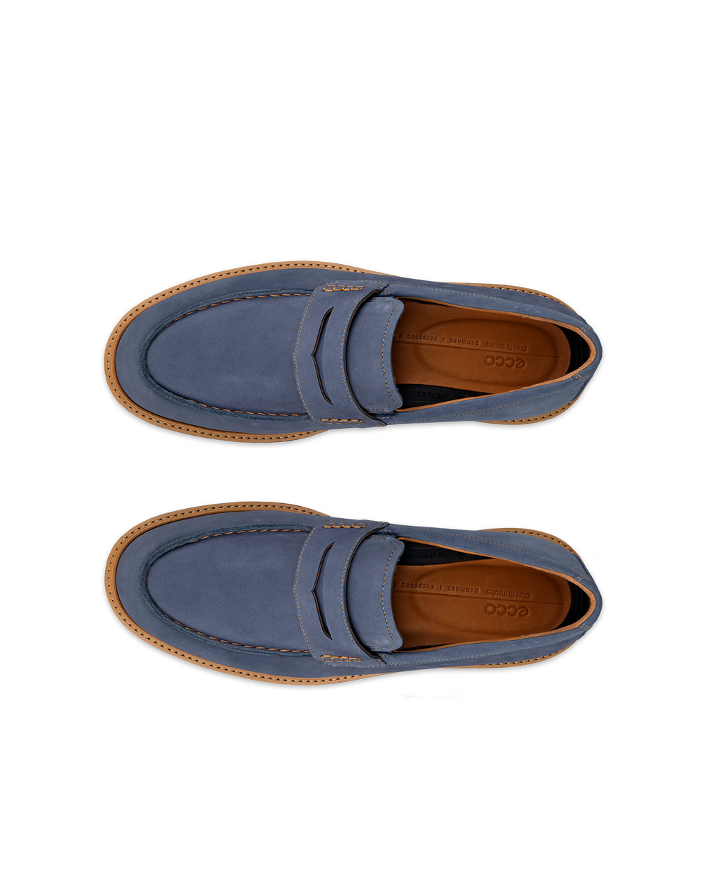 ECCO® Metropole London chaussures nubuck à bout mocassin pour homme - Bleu - Top left pair