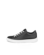 Men's ECCO® Street Tray Leather Sneaker - Black - Outside